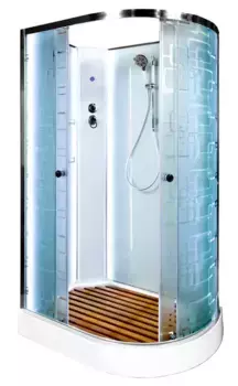 Душевая кабина «Deto» EM-1511N LED 110/80 низкий поддон матовая с рисунком/белая без крыши с электрикой левая