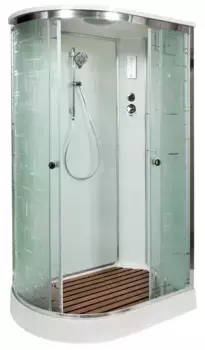 Душевая кабина «Deto» EM-1512 120/80 низкий поддон матовая с рисунком/белая с электрикой правая