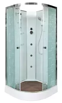 Душевая кабина «Deto» EM-1580N 80/80 низкий поддон матовая с рисунком/белая без крыши с гидромассажем