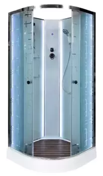 Душевая кабина «Deto» EM-1580N LED 80/80 низкий поддон матовая с рисунком/белая без крыши с электрикой