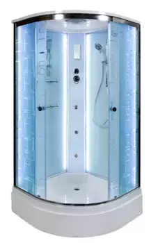 Душевая кабина «Deto» EM-2710 LED 100/100 средний поддон матовая с рисунком/белая с гидромассажем с электрикой