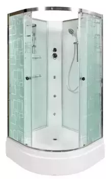 Душевая кабина «Deto» EM-2710N 100/100 средний поддон матовая с рисунком/белая без крыши с гидромассажем