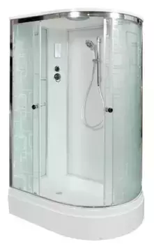 Душевая кабина «Deto» EM-2712 120/80 средний поддон матовая с рисунком/белая с электрикой левая