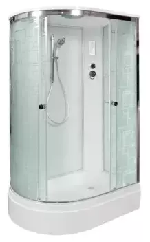 Душевая кабина «Deto» EM-2712 120/80 средний поддон матовая с рисунком/белая с электрикой правая