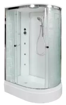 Душевая кабина «Deto» EM-2712 120/80 средний поддон матовая с рисунком/белая с гидромассажем левая
