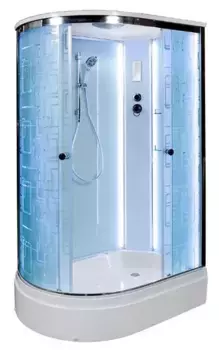 Душевая кабина «Deto» EM-2712 LED 120/80 средний поддон матовая с рисунком/белая с электрикой правая