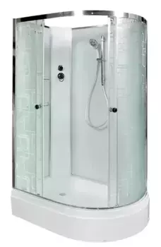 Душевая кабина «Deto» EM-2712N 120/80 средний поддон матовая с рисунком/белая без крыши левая