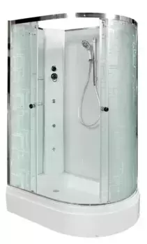 Душевая кабина «Deto» EM-2712N 120/80 средний поддон матовая с рисунком/белая без крыши с гидромассажем левая
