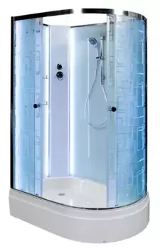 Душевая кабина «Deto» EM-2712N LED 120/80 средний поддон матовая с рисунком/белая без крыши с электрикой левая