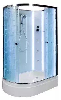 Душевая кабина «Deto» EM-2712N LED 120/80 средний поддон матовая с рисунком/белая без крыши с гидромассажем с электрикой правая