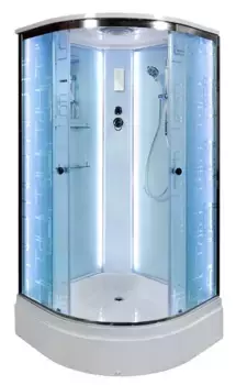 Душевая кабина «Deto» EM-2790 LED 90/90 средний поддон матовая с рисунком/белая с электрикой