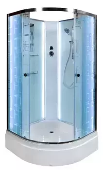 Душевая кабина «Deto» EM-2790N LED 90/90 средний поддон матовая с рисунком/белая без крыши с электрикой