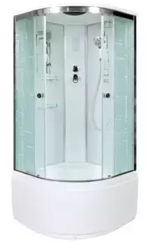 Душевая кабина «Deto» EM-4510 100/100 высокий поддон матовая с рисунком/белая с электрикой