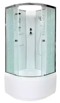 Душевая кабина «Deto» EM-4510N 100/100 высокий поддон матовая с рисунком/белая без крыши