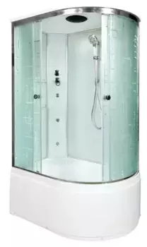 Душевая кабина «Deto» EM-4511 110/80 высокий поддон матовая с рисунком/белая с гидромассажем левая