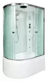 Душевая кабина «Deto» EM-4511 110/80 высокий поддон матовая с рисунком/белая с гидромассажем с электрикой правая