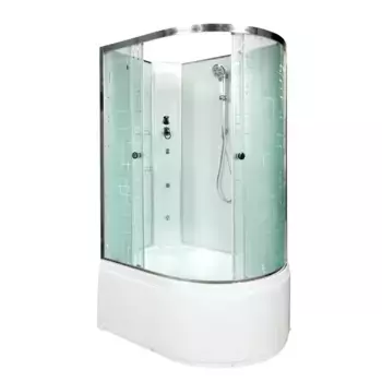 Душевая кабина «Deto» EM-4511N 110/80 высокий поддон матовая с рисунком/белая без крыши с гидромассажем левая