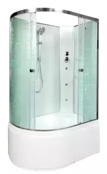 Душевая кабина «Deto» EM-4511N 110/80 высокий поддон матовая с рисунком/белая без крыши с гидромассажем правая