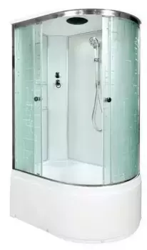 Душевая кабина «Deto» EM-4512 120/80 высокий поддон матовая с рисунком/белая левая