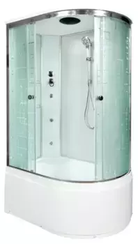 Душевая кабина «Deto» EM-4512 120/80 высокий поддон матовая с рисунком/белая с гидромассажем левая