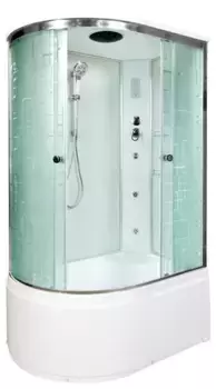 Душевая кабина «Deto» EM-4512 120/80 высокий поддон матовая с рисунком/белая с гидромассажем с электрикой правая