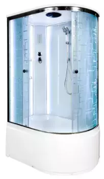 Душевая кабина «Deto» EM-4512 LED 120/80 высокий поддон матовая с рисунком/белая с электрикой левая