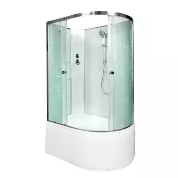 Душевая кабина «Deto» EM-4512N 120/80 высокий поддон матовая с рисунком/белая без крыши левая