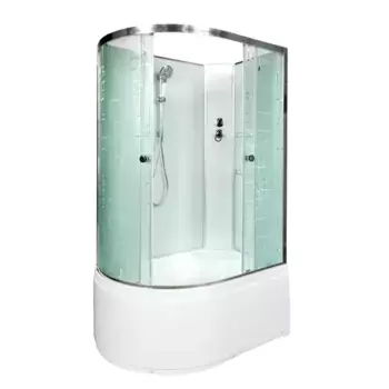 Душевая кабина «Deto» EM-4512N 120/80 высокий поддон матовая с рисунком/белая без крыши правая