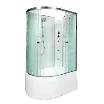 Душевая кабина «Deto» EM-4512N 120/80 высокий поддон матовая с рисунком/белая без крыши с гидромассажем правая