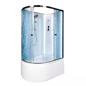 Душевая кабина «Deto» EM-4512N LED 120/80 высокий поддон матовая с рисунком/белая без крыши с электрикой правая