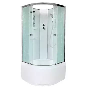 Душевая кабина «Deto» EM-4580N 80/80 высокий поддон матовая с рисунком/белая без крыши