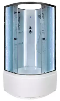 Душевая кабина «Deto» EM-4580N LED 80/80 высокий поддон матовая с рисунком/белая без крыши с электрикой