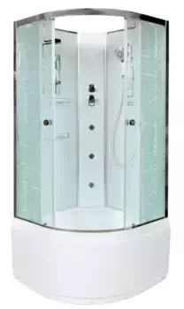 Душевая кабина «Deto» EM-4590N 90/90 высокий поддон матовая с рисунком/белая без крыши с гидромассажем