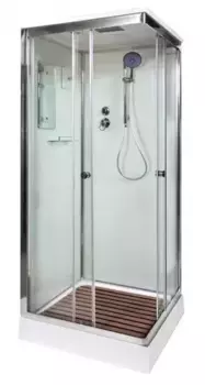 Душевая кабина «Deto» K-402S 120/90 низкий поддон прозрачная/белая с электрикой универсальная