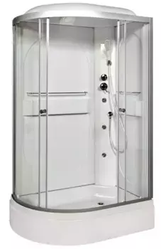 Душевая кабина «Deto» L520 120/80 средний поддон прозрачная/хром с гидромассажем с электрикой правая