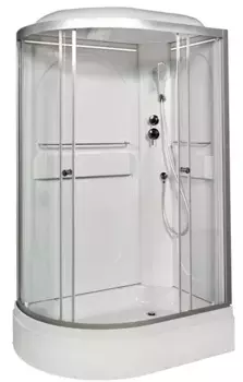 Душевая кабина «Deto» L520 Led 120/80 средний поддон прозрачная/хром с электрикой правая