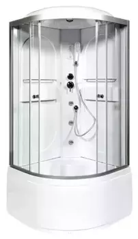 Душевая кабина «Deto» L610 100/100 высокий поддон прозрачная/хром с гидромассажем с электрикой