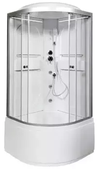Душевая кабина «Deto» L690 Led 90/90 высокий поддон прозрачная/хром с гидромассажем с электрикой