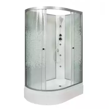 Душевая кабина «Deto» L720 120/80 средний поддон матовая/белая без крыши с гидромассажем правая