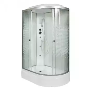 Душевая кабина «Deto» L720 120/80 средний поддон матовая/белая с гидромассажем с электрикой левая