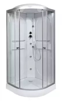 Душевая кабина «Deto» L-601 100/100 низкий поддон прозрачная/белая с гидромассажем
