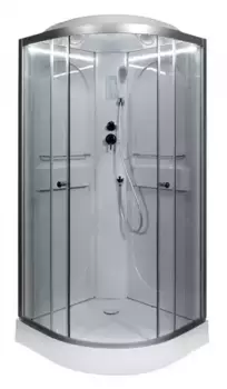 Душевая кабина «Deto» L-601 LED 100/100 низкий поддон прозрачная/белая с электрикой