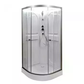 Душевая кабина «Deto» L-601 N LED 100/100 низкий поддон прозрачная/белая без крыши с электрикой