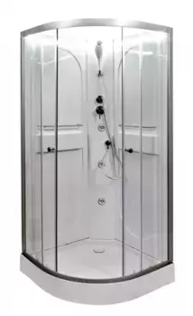 Душевая кабина «Deto» L-601 N LED 100/100 низкий поддон прозрачная/белая без крыши с гидромассажем с электрикой
