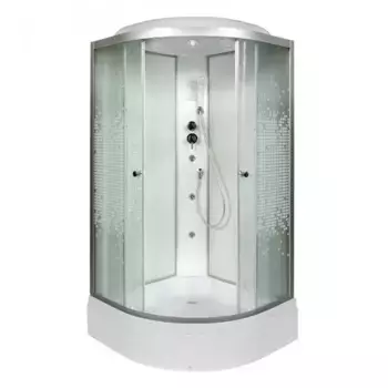 Душевая кабина «Deto» L 710 100/100 средний поддон матовая/белая с гидромассажем с электрикой