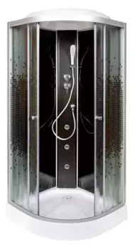 Душевая кабина «Deto» L-809 90/90 низкий поддон матовая с рисунком/чёрная с гидромассажем