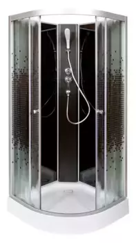 Душевая кабина «Deto» L-809N 90/90 низкий поддон матовая с рисунком/чёрная без крыши