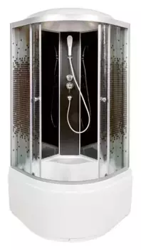 Душевая кабина «Deto» L-810 100/100 высокий поддон матовая с рисунком/чёрная