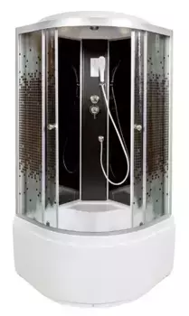 Душевая кабина «Deto» L-810 100/100 высокий поддон матовая с рисунком/чёрная с электрикой