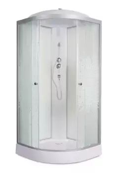 Душевая кабина «Deto» L-908 80/80 низкий поддон матовая с рисунком/белая